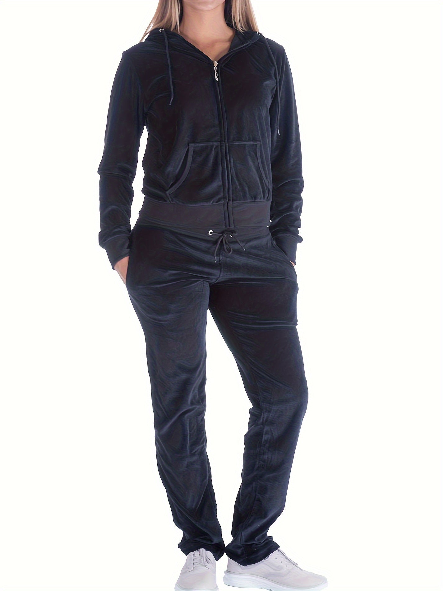 2-Piece Solid Color Lounge Set Hoodie