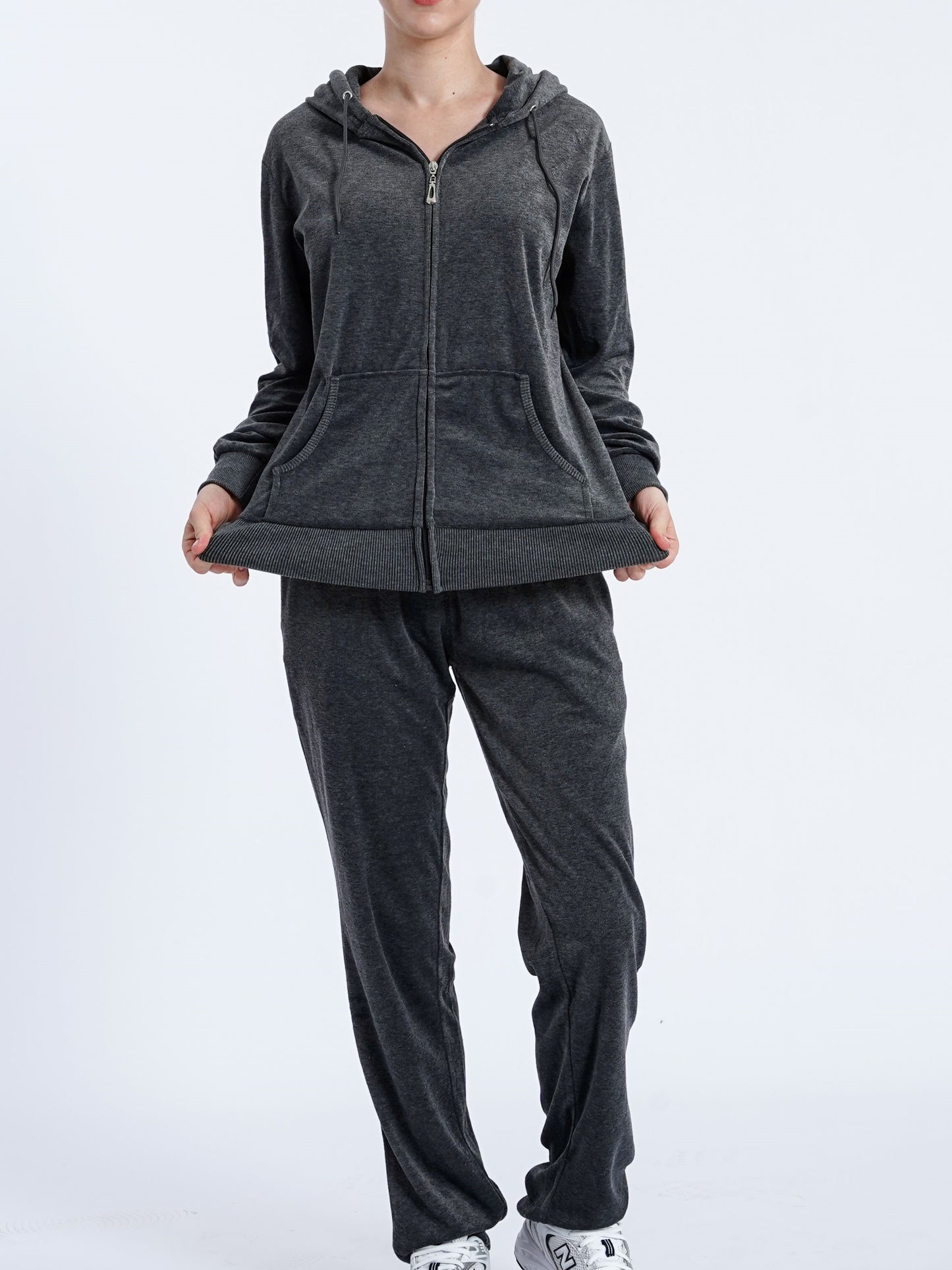 2-Piece Solid Color Lounge Set Hoodie