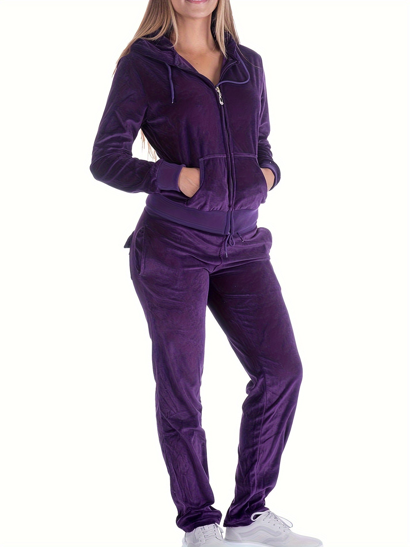 2-Piece Solid Color Lounge Set Hoodie