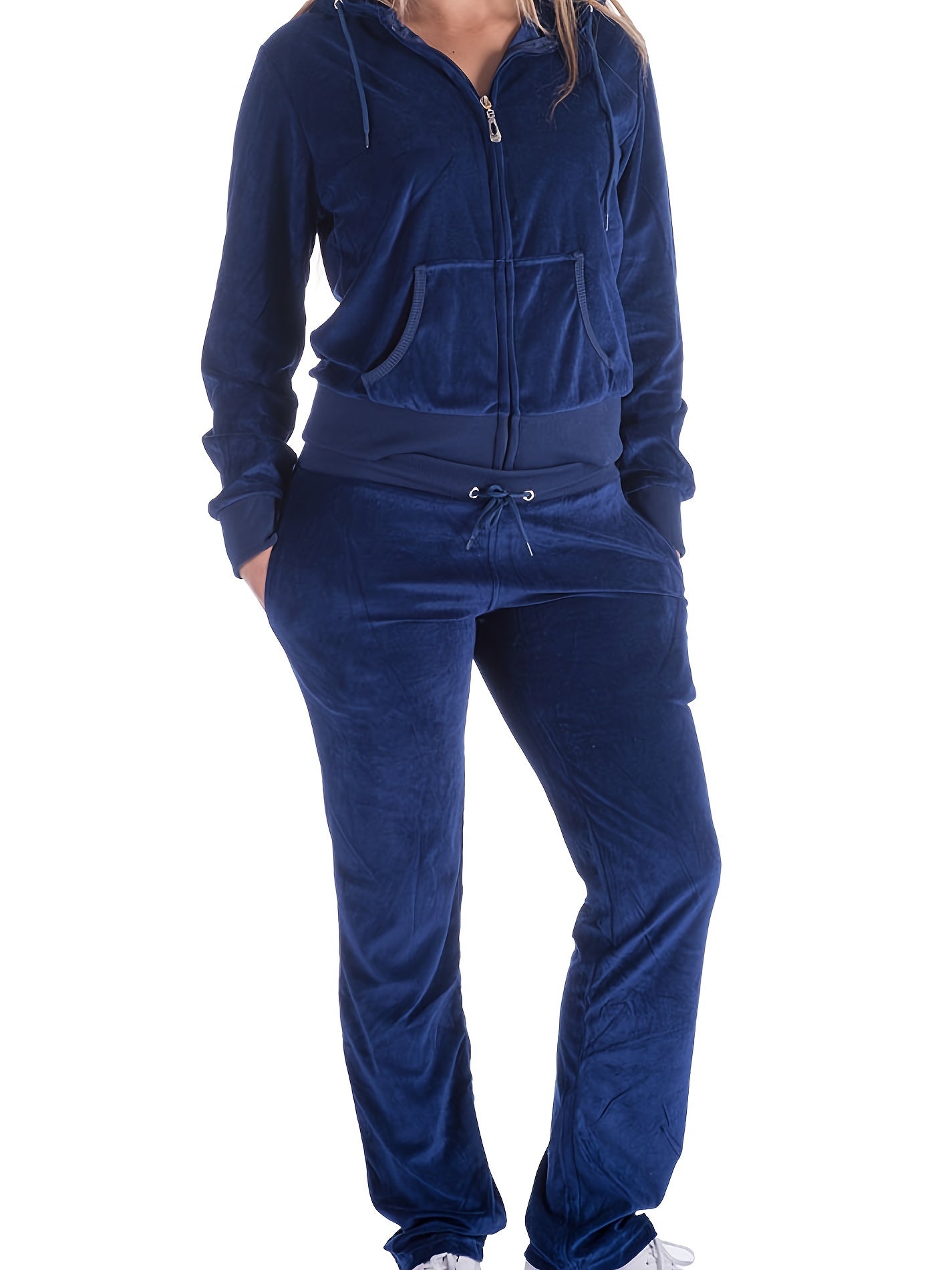 2-Piece Solid Color Lounge Set Hoodie