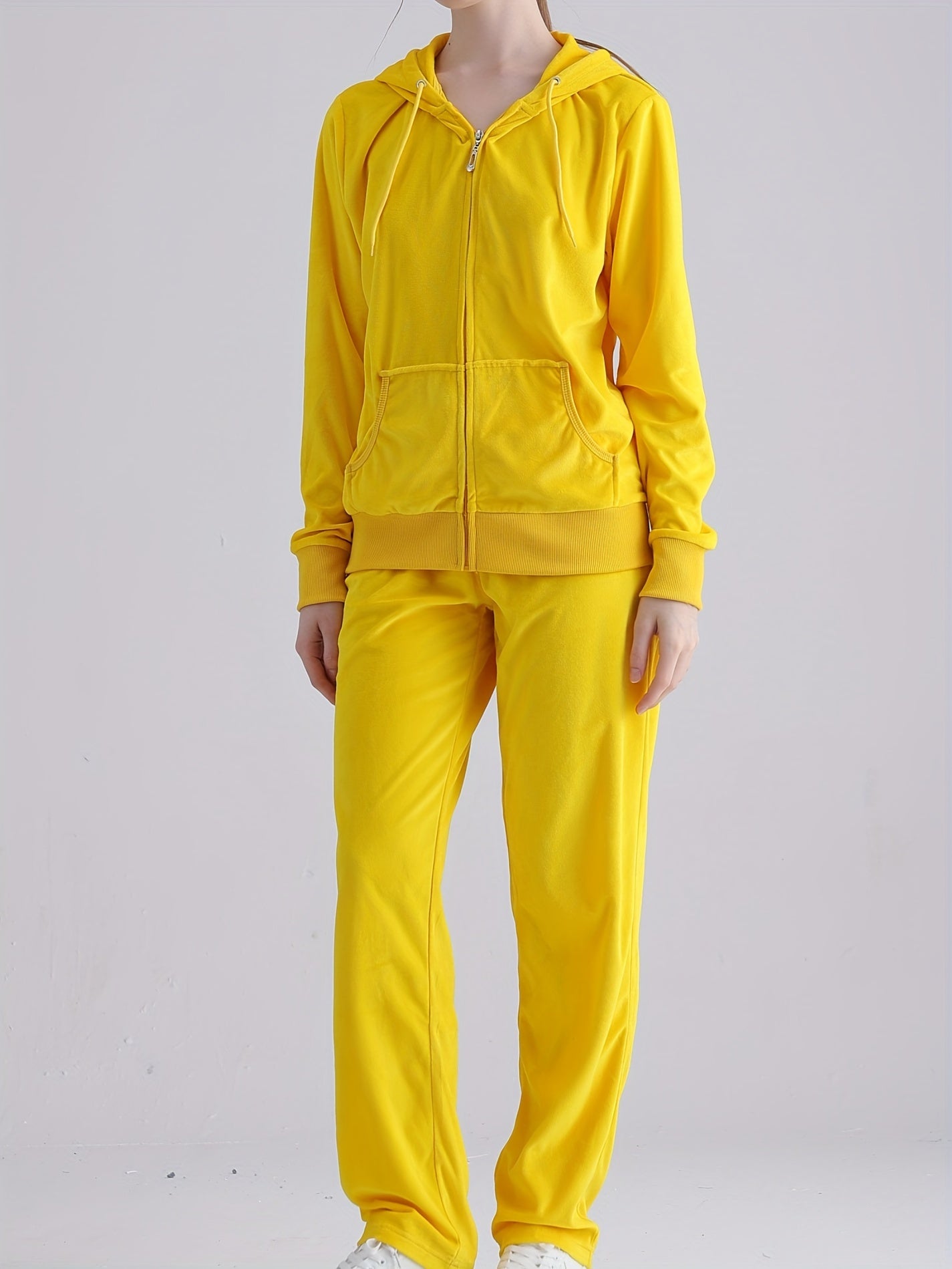 2-Piece Solid Color Lounge Set Hoodie