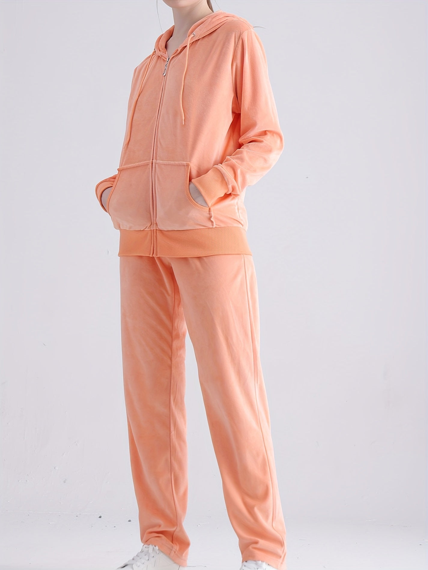 2-Piece Solid Color Lounge Set Hoodie