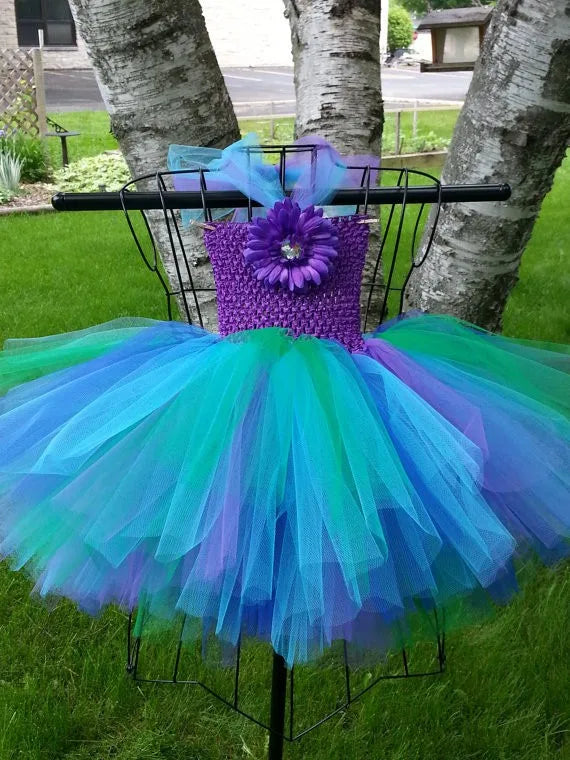 Fairy Tea Party Peacock Garden Fairy Rainbow Tutu Costume Kids
