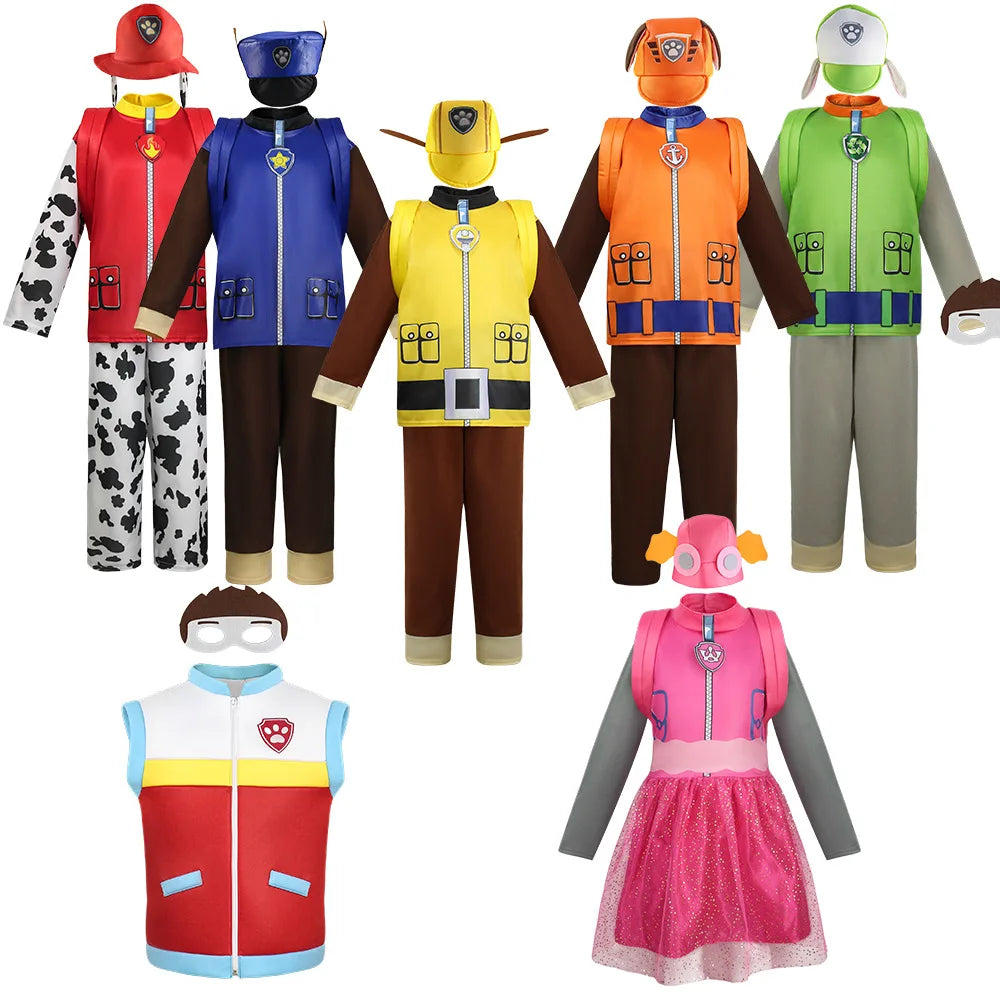 PAW Patrol Kids Costume Chase Marshall Rubble Rocky Ryder Skye Zuma