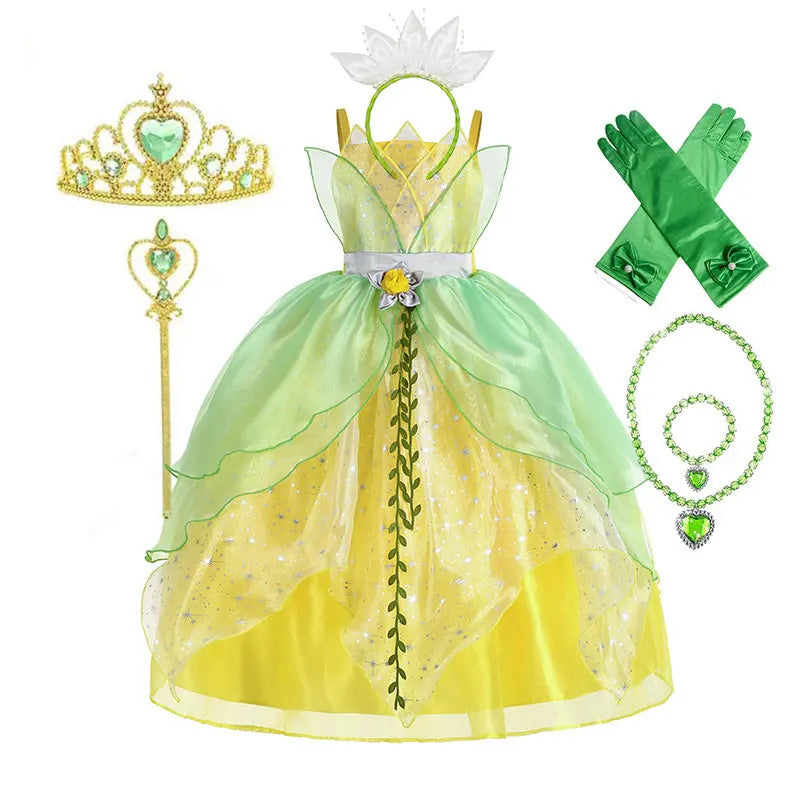 Princess Tiana Costume Elegant Princess and Frog Kids