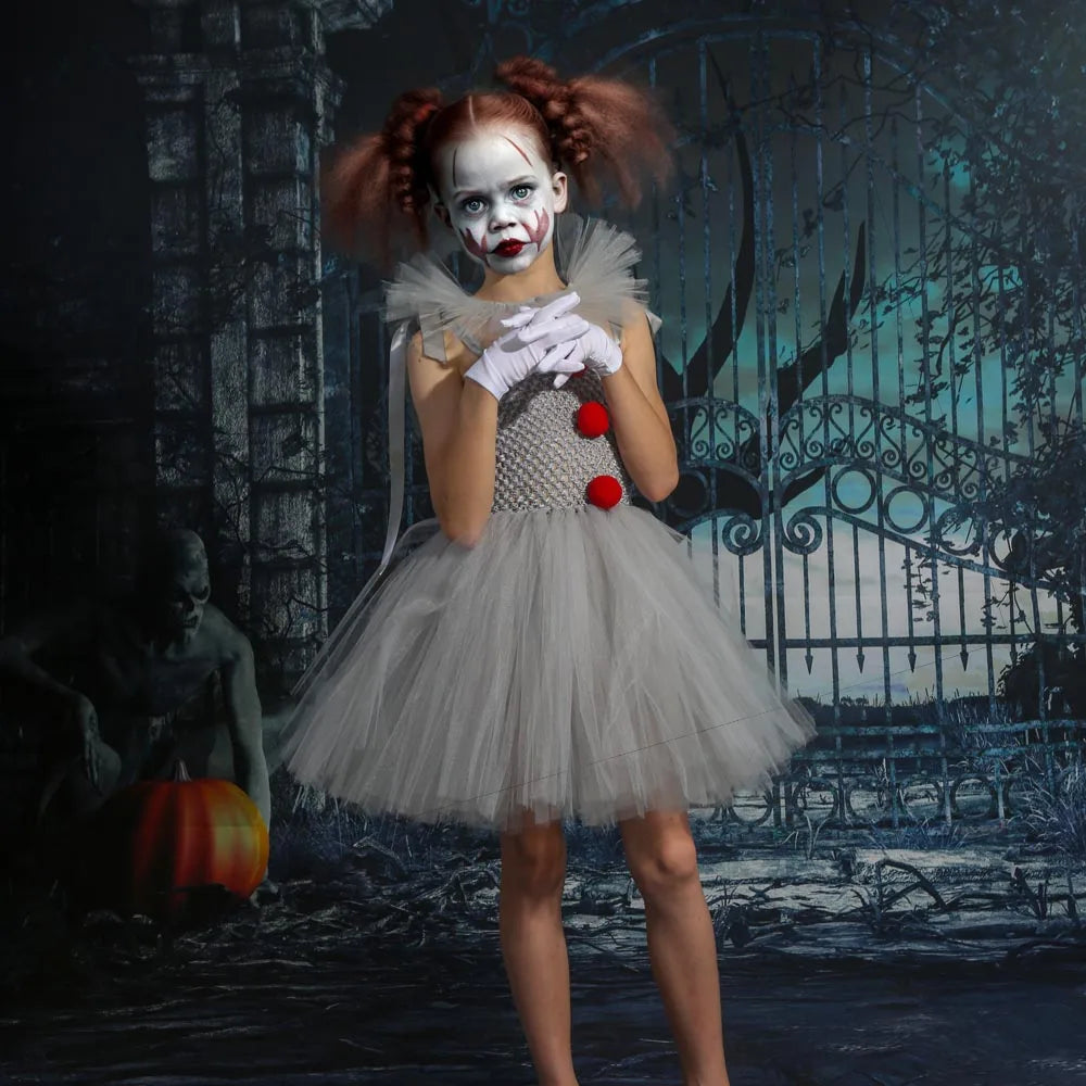 Superhero Villain Girls Costume Tutu Kids Pennywise Clown Jester BatGirl Ms. Marvel SuperGirl Zombie Wonder Woman