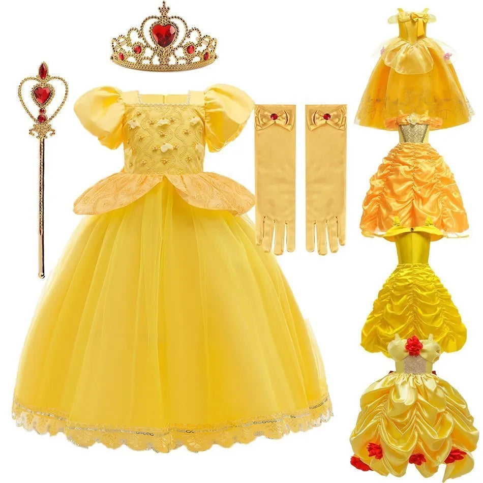 Belle Princess Dress Beauty And Beast Costume Kids