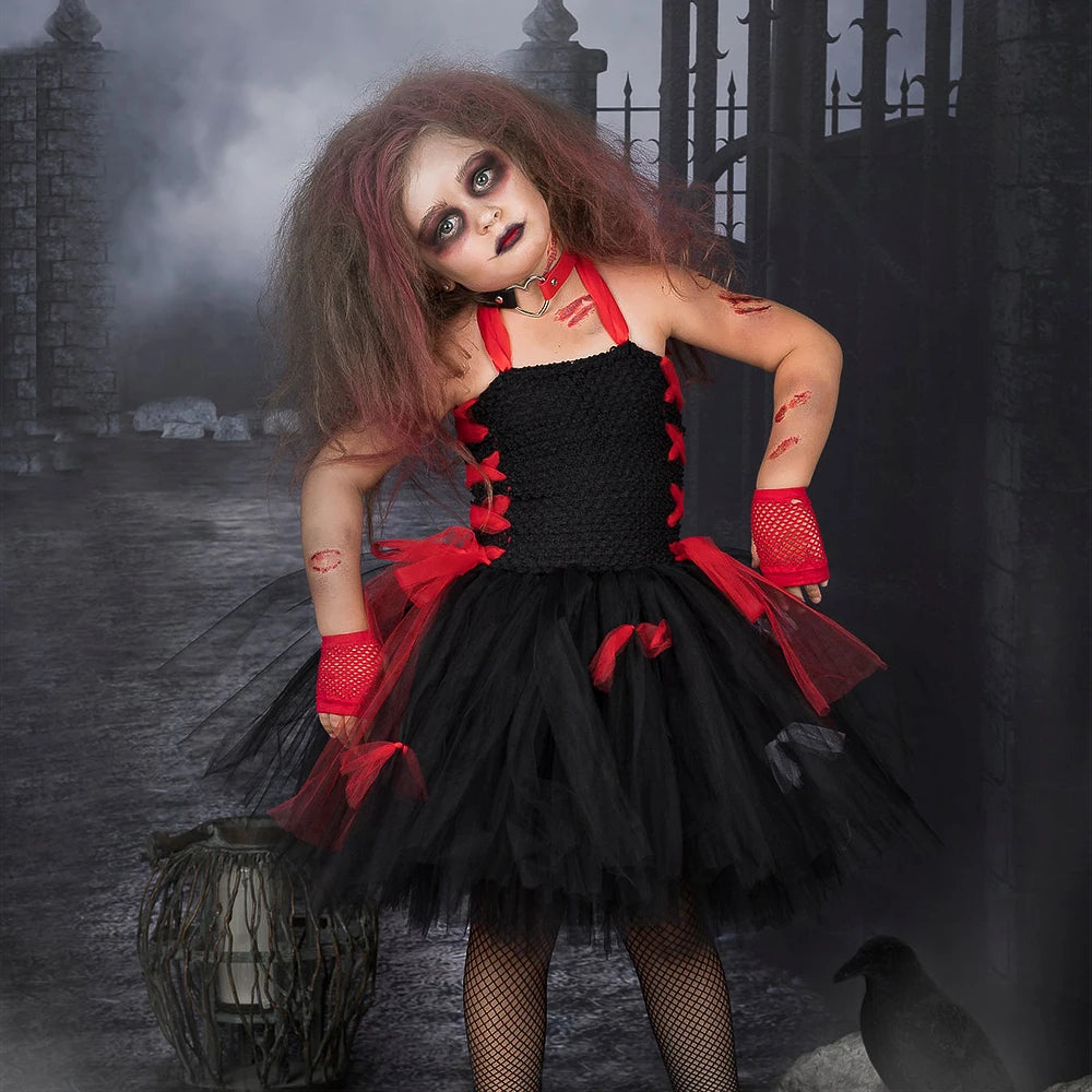 Superhero Villain Girls Costume Tutu Kids Pennywise Clown Jester BatGirl Ms. Marvel SuperGirl Zombie Wonder Woman
