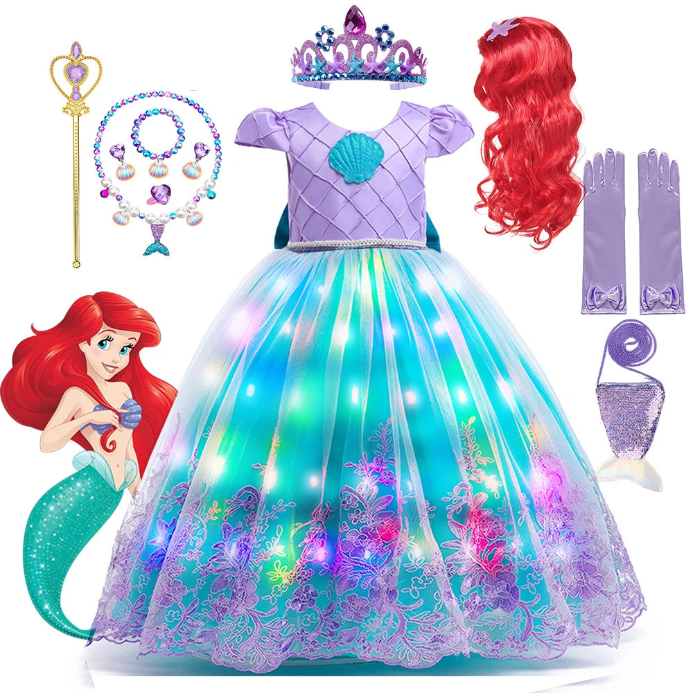 little mermaid light up dress Little Mermaid Princess Ariel Gown Costume Kids LED Light Up – Balloons,  Boards and Baubles LLC
