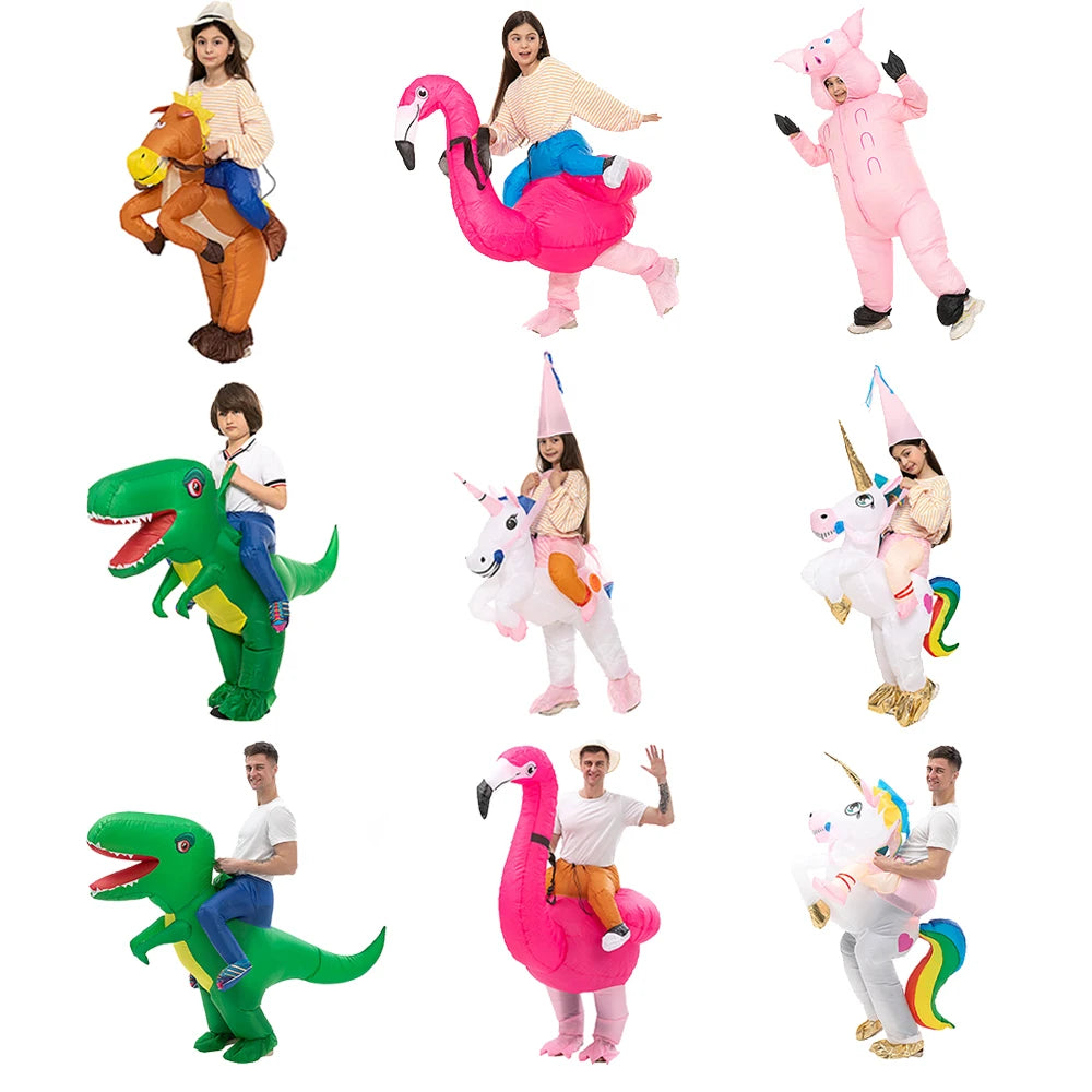 Inflatable Dino Unicorn Flamingo Pig Alien Horse Costume Kids and Adults