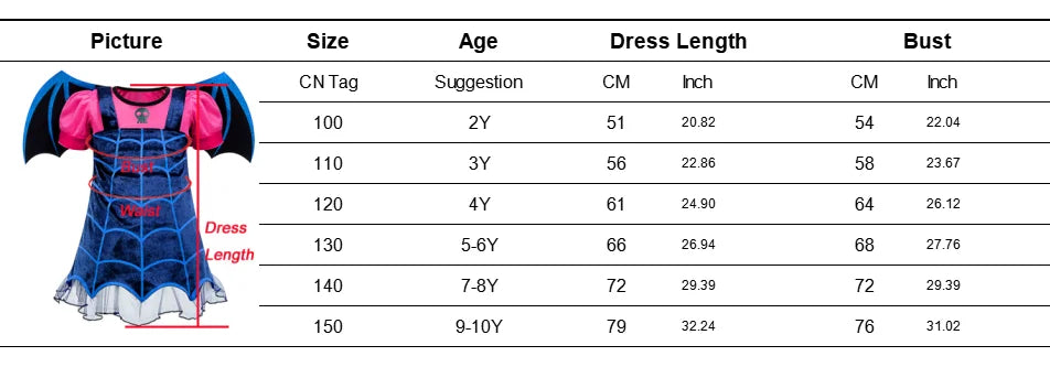 Vampirina Dress Costume Kids