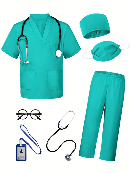 Doctor Nurse Costume Green Pink kids