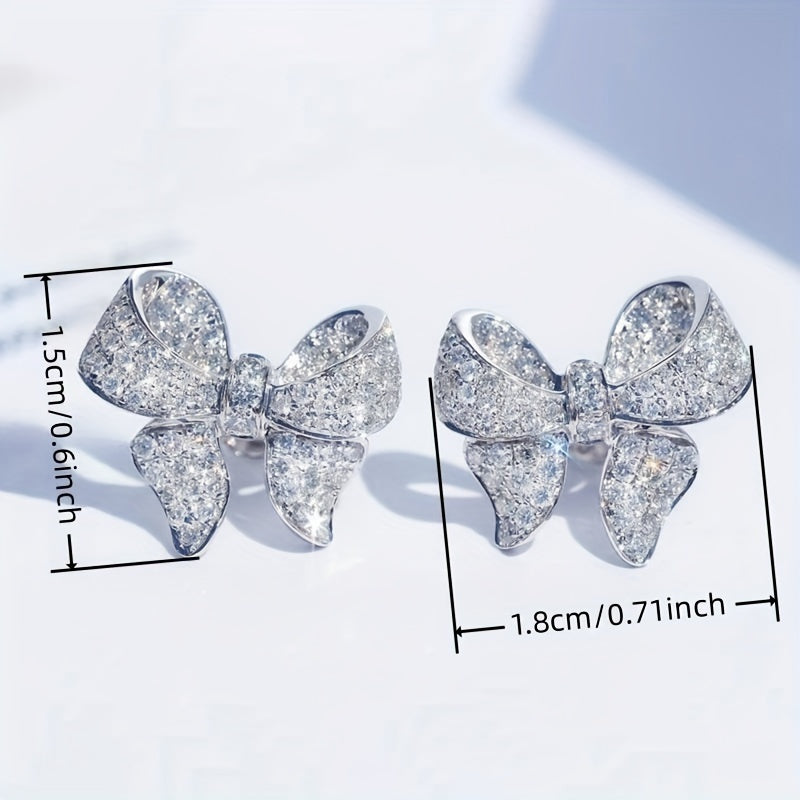 Bow knot Shape Stud Earrings zirconia