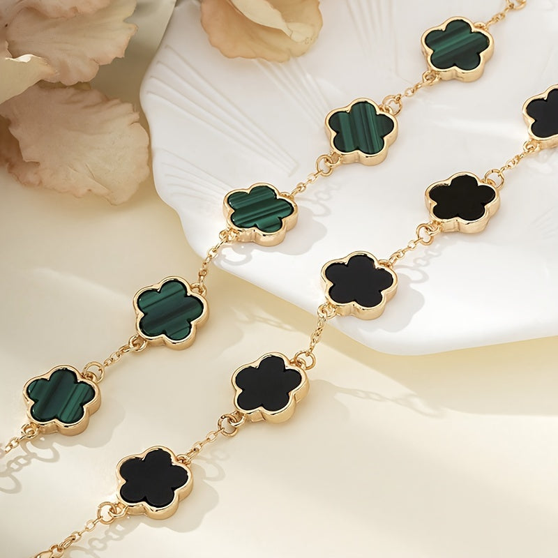 2 Pc Inspired Bracelet Set Flower Clover