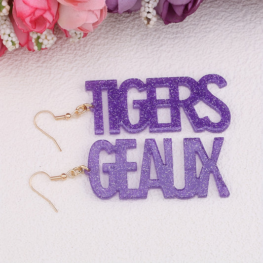 Geaux Tigers Glitter Drop Earrings