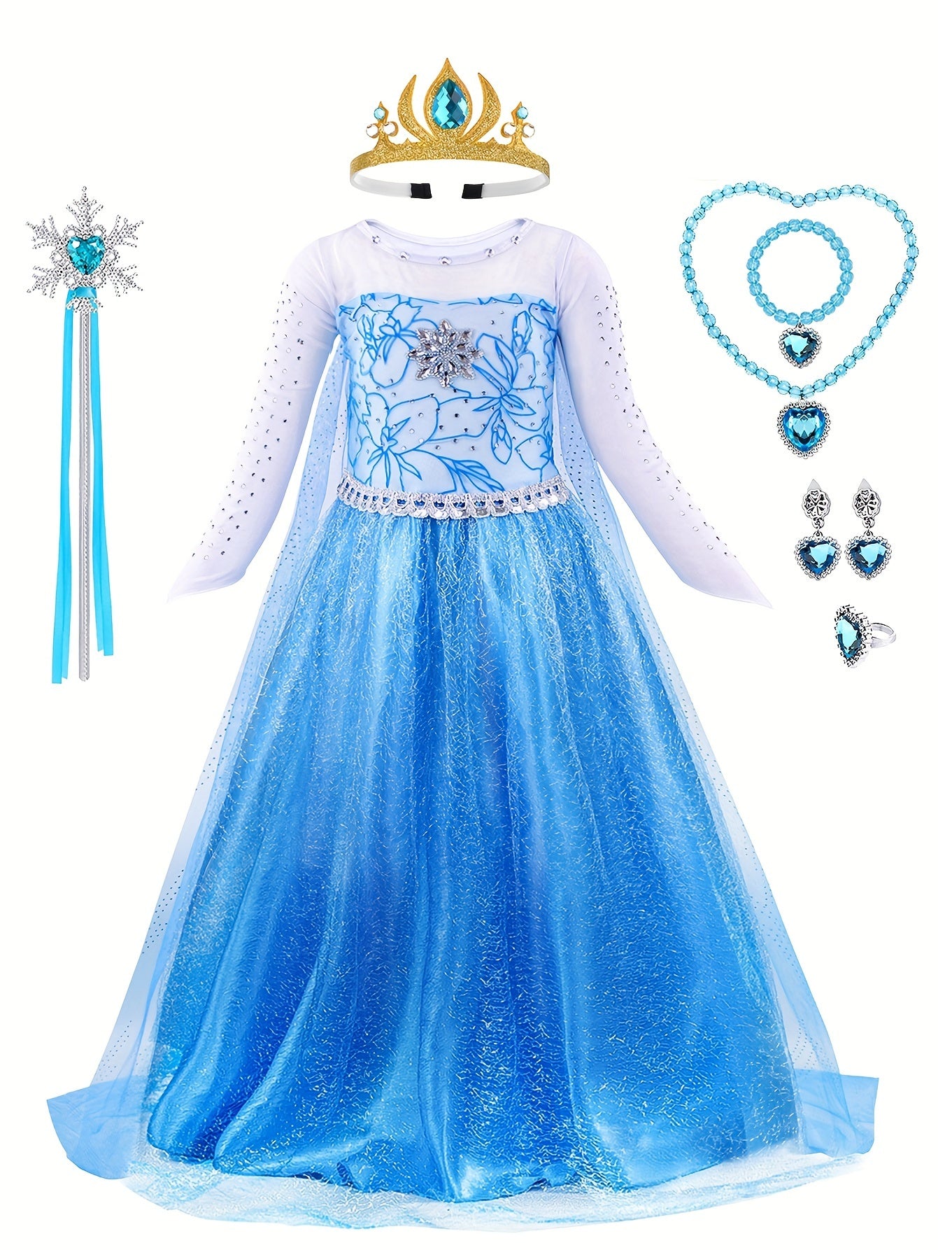 Princess Queen Elsa Costume Dress Kids