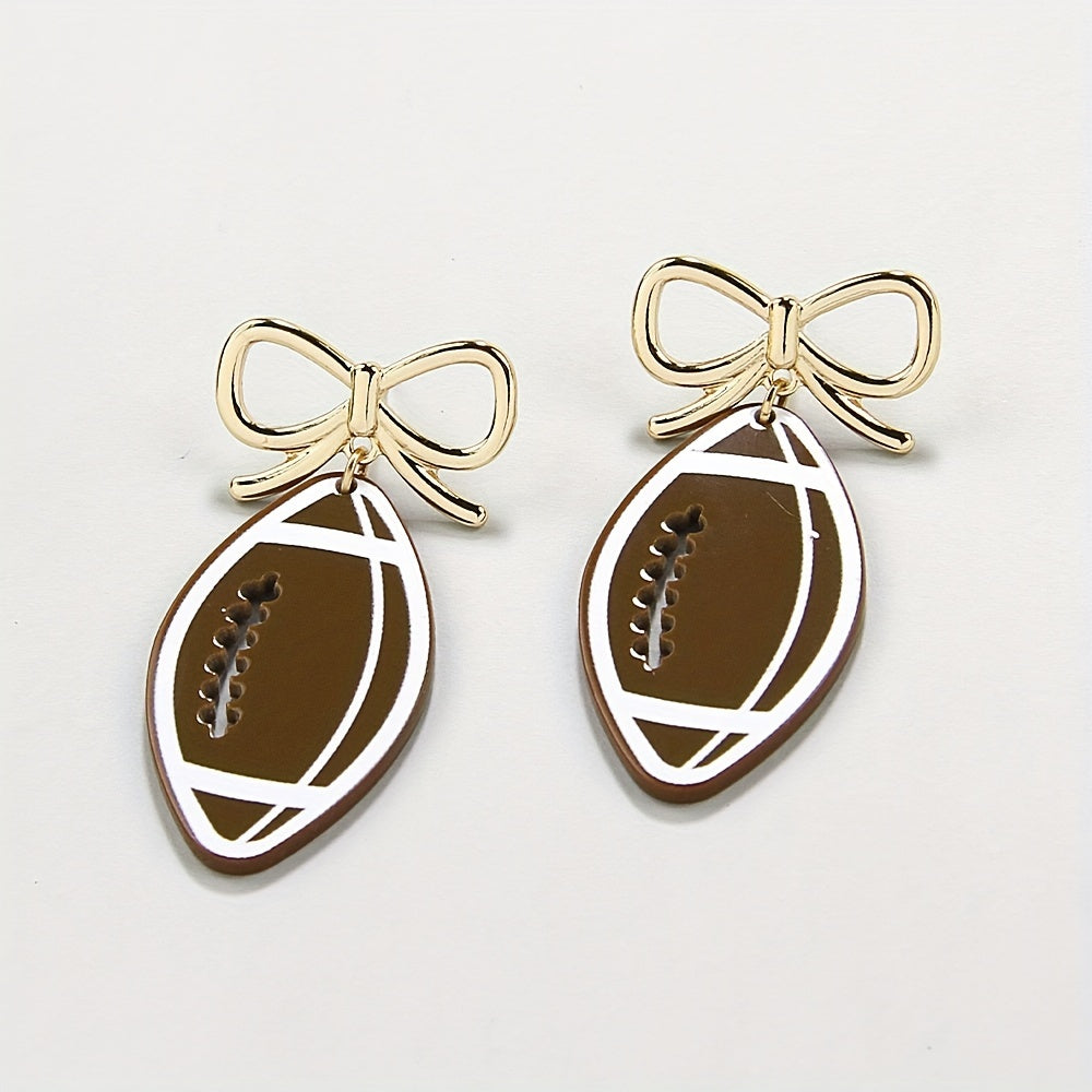 Classic Vintage Football Bow Tie Earrings Super cute