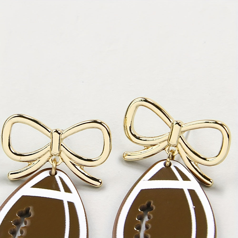 Classic Vintage Football Bow Tie Earrings Super cute