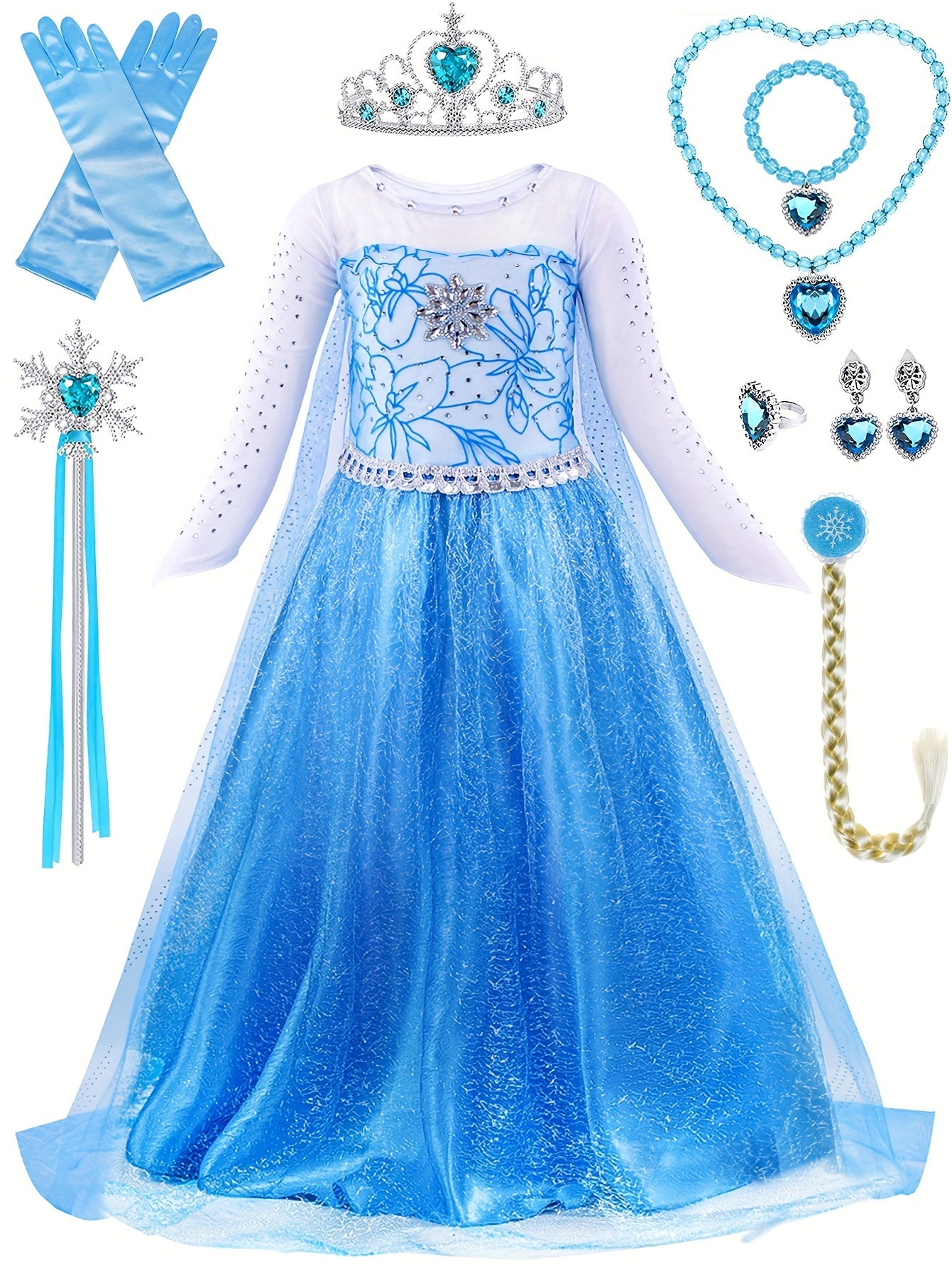 Princess Queen Elsa Costume Dress Kids