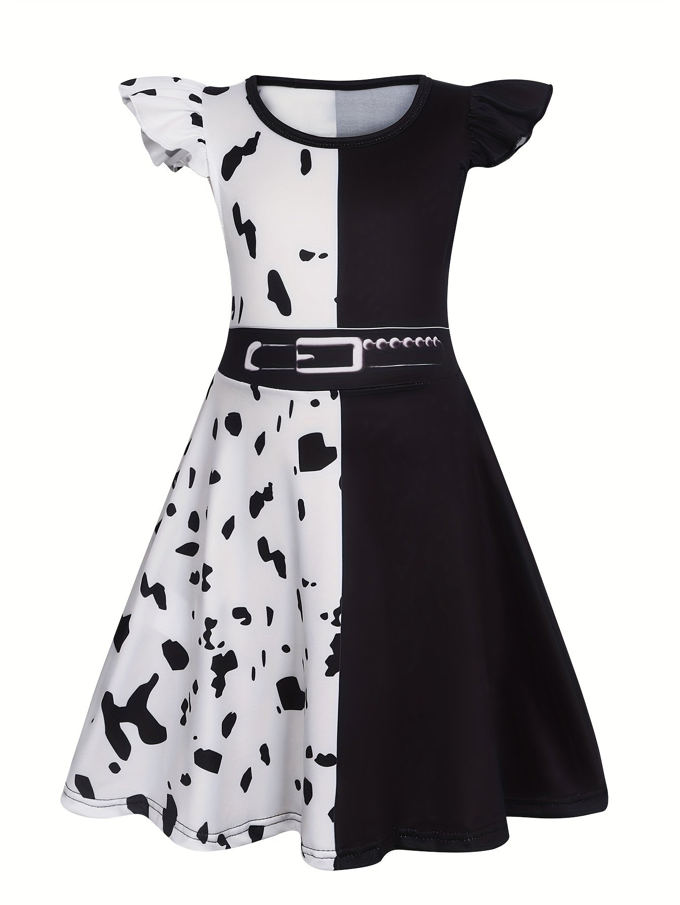 Villain Cruella Deville Costume Dress Kids