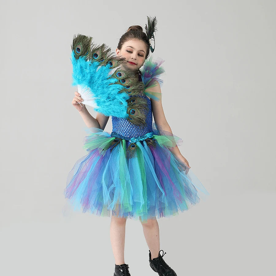 Couture Royal Peacock Tutu Dress Kids