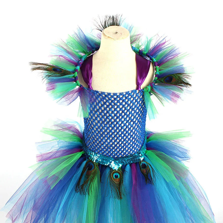 Couture Royal Peacock Tutu Dress Kids