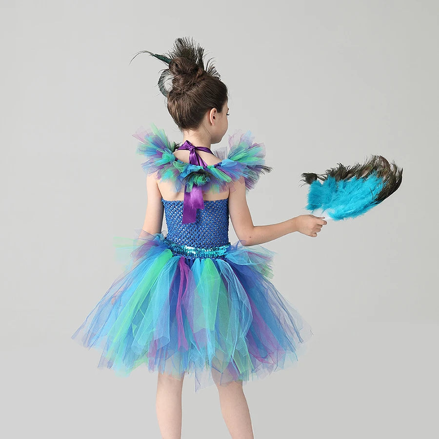 Couture Royal Peacock Tutu Dress Kids