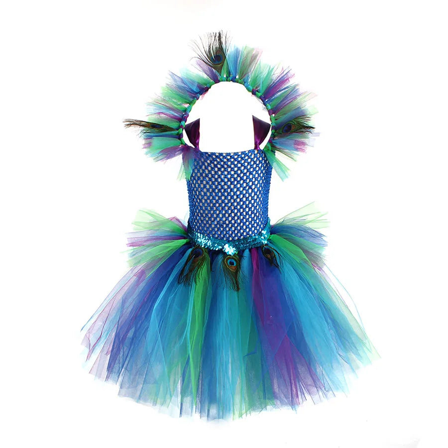 Couture Royal Peacock Tutu Dress Kids