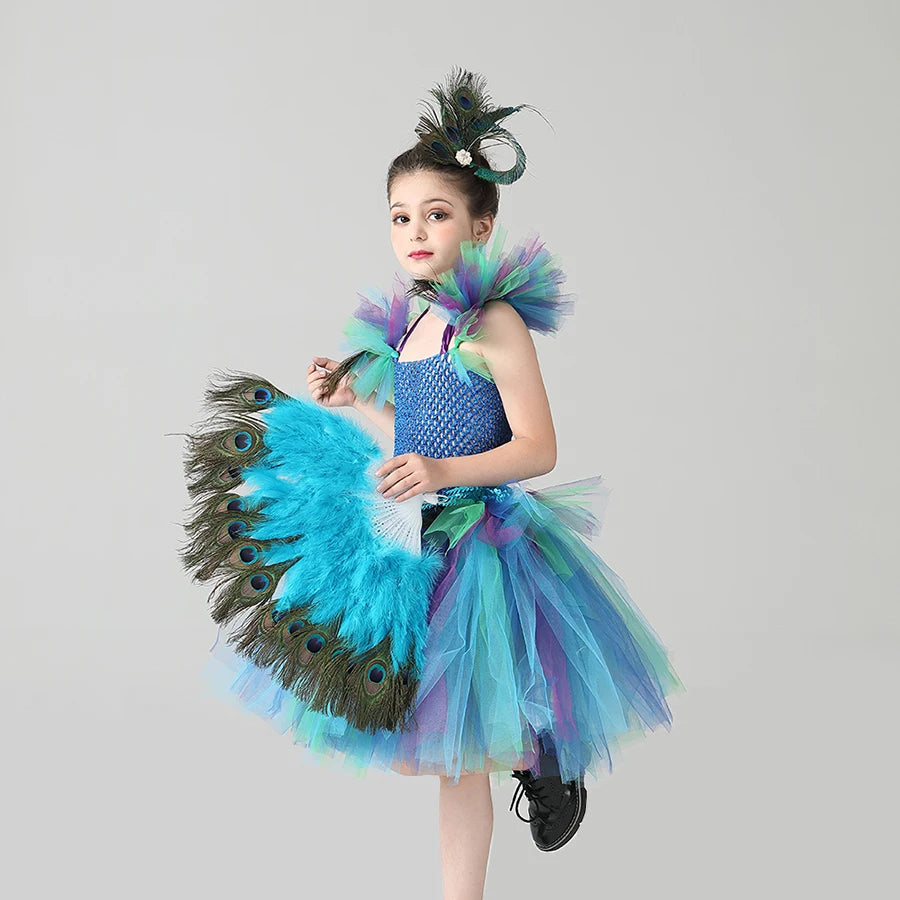 Couture Royal Peacock Tutu Dress Kids