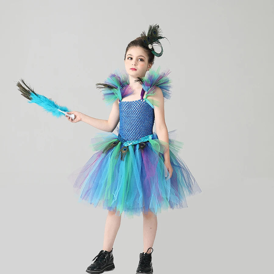 Couture Royal Peacock Tutu Dress Kids