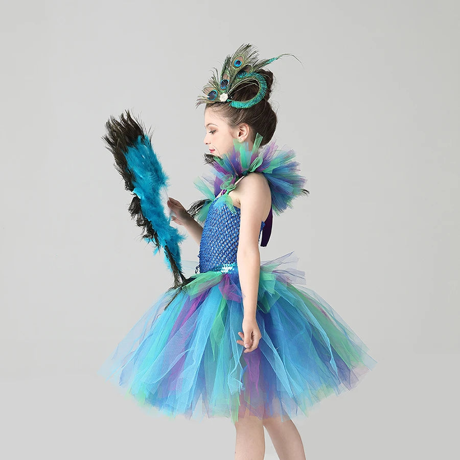 Couture Royal Peacock Tutu Dress Kids