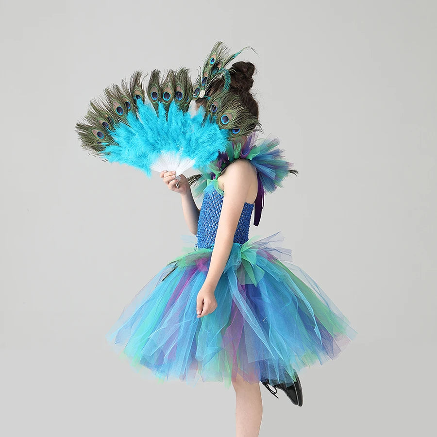 Couture Royal Peacock Tutu Dress Kids