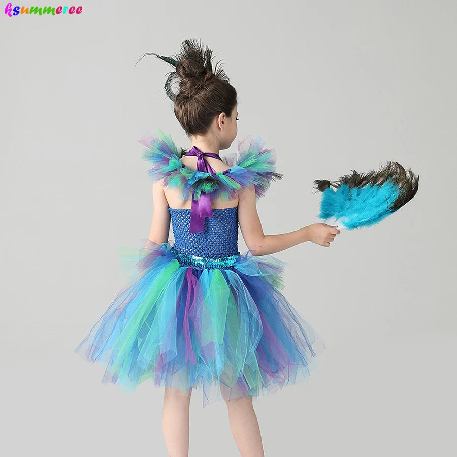 Couture Royal Peacock Tutu Dress Kids