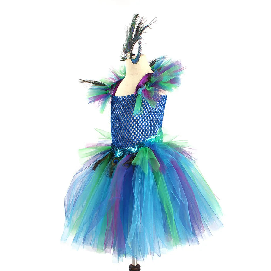 Couture Royal Peacock Tutu Dress Kids