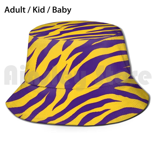 Purple And Yellow Tiger Stripes Sun Hat LSU