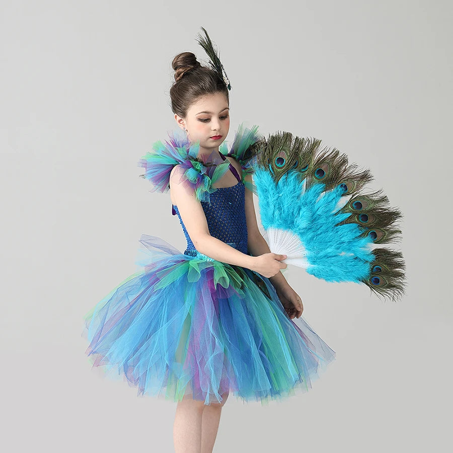 Couture Royal Peacock Tutu Dress Kids