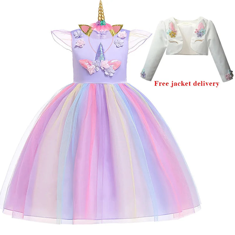 Unicorn Tutu Costume Pastel Rainbow Princess Kids