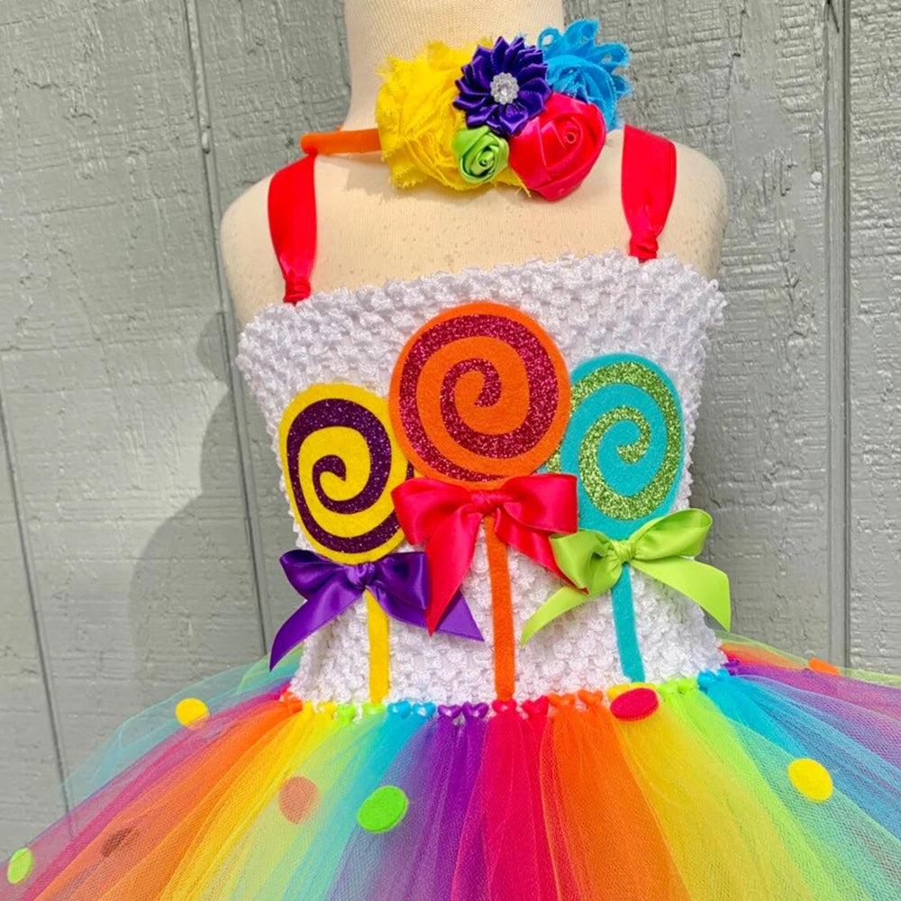 Rainbow Candy Candyland Tutu Lollipop Costume Kids