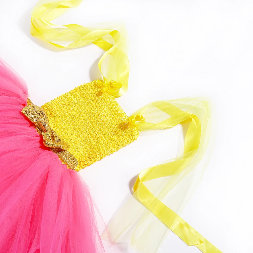 Lol Surprise Costumes for Girls Tutu Dress Costume Glitter Queen Pink Yellow