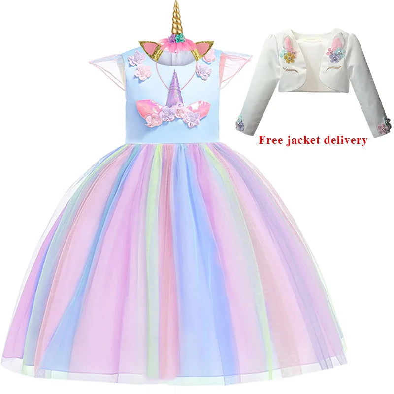 Unicorn Tutu Costume Pastel Rainbow Princess Kids