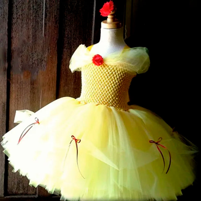 Princess Belle Tutu Dress Kids Crochet  Couture