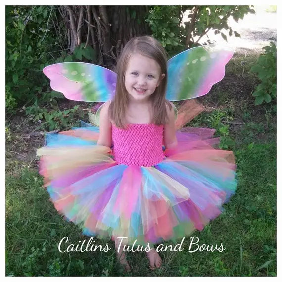 Fairy Tea Party Peacock Garden Fairy Rainbow Tutu Costume Kids