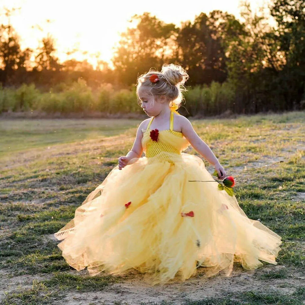 Princess Belle Tutu Dress Kids Crochet  Couture