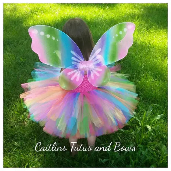 Fairy Tea Party Peacock Garden Fairy Rainbow Tutu Costume Kids