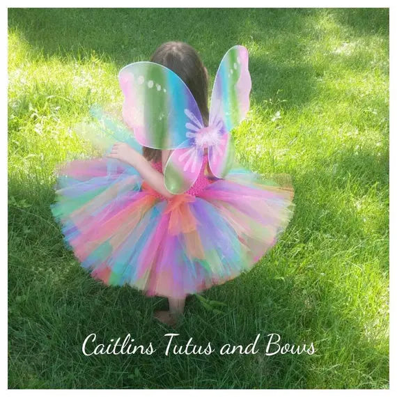 Fairy Tea Party Peacock Garden Fairy Rainbow Tutu Costume Kids