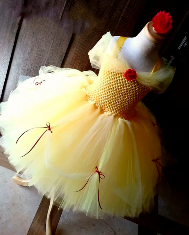 Princess Belle Tutu Dress Kids Crochet  Couture