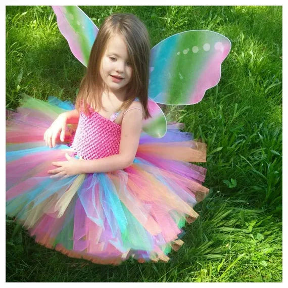 Fairy Tea Party Peacock Garden Fairy Rainbow Tutu Costume Kids