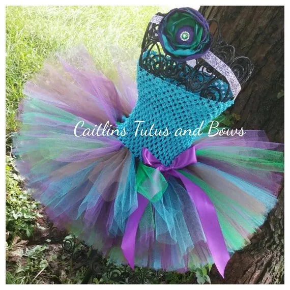 Fairy Tea Party Peacock Garden Fairy Rainbow Tutu Costume Kids