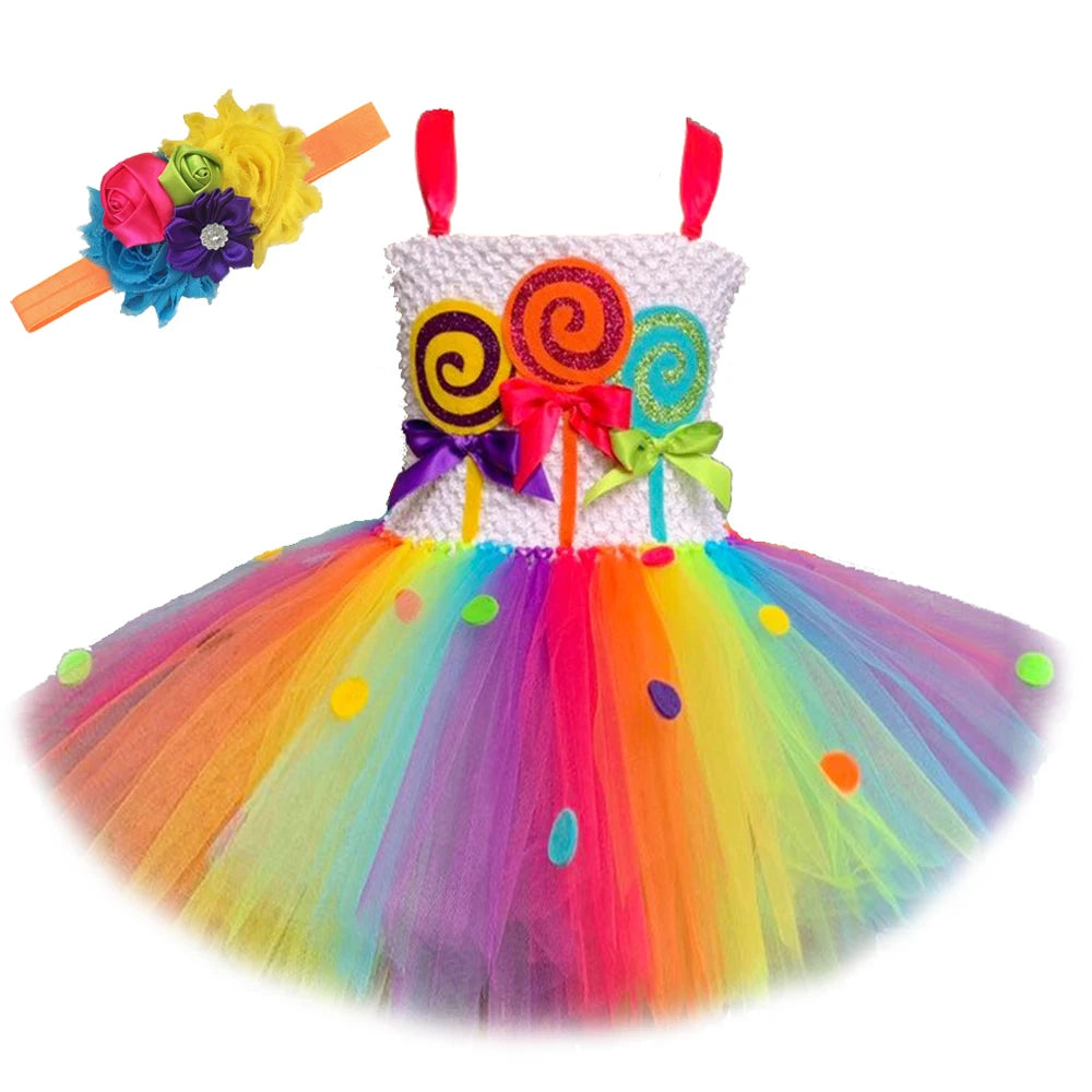 Rainbow Candy Candyland Tutu Lollipop Costume Kids