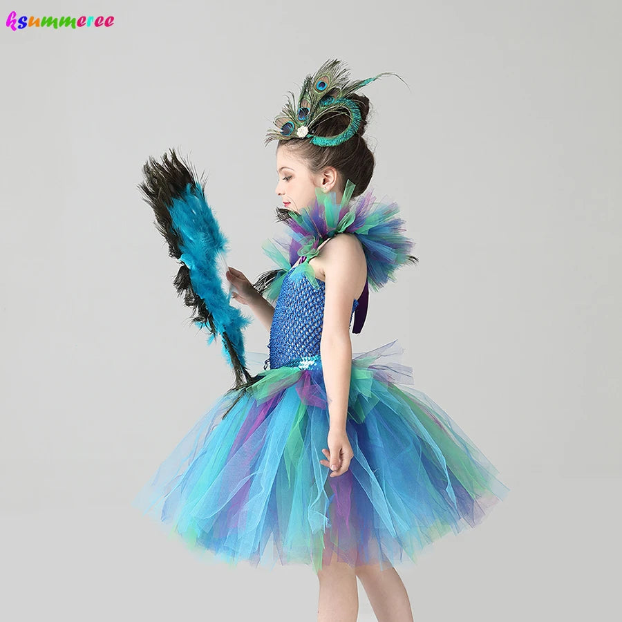 Couture Royal Peacock Tutu Dress Kids